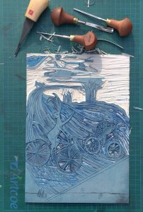 Carving the Lino cut